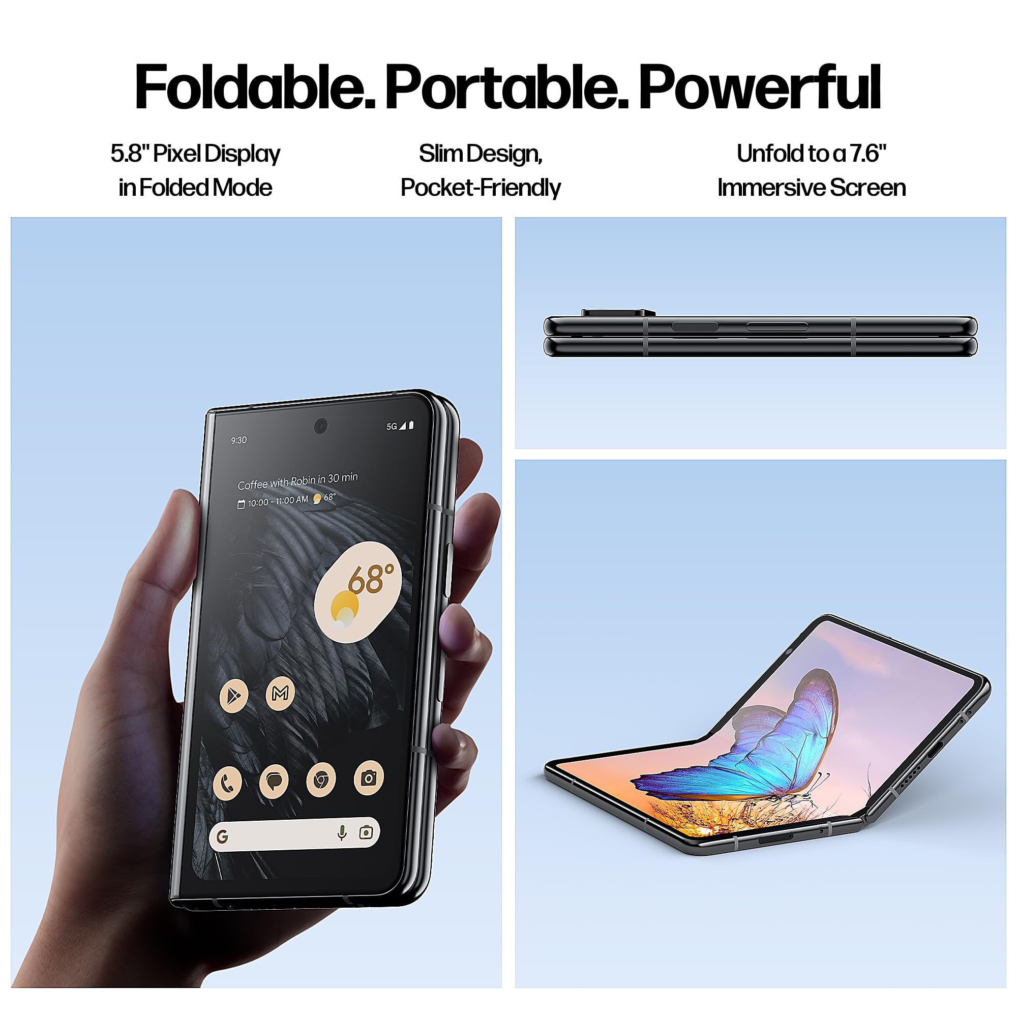 Google Pixel Fold Phone - Unlocked Android 5G Smartphones with 7.6